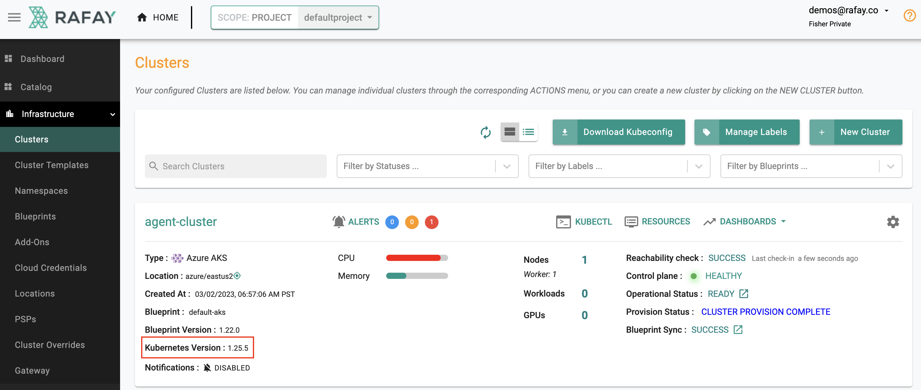 New AKS Cluster v1.25