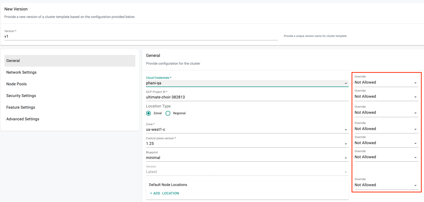 Create Cluster Template