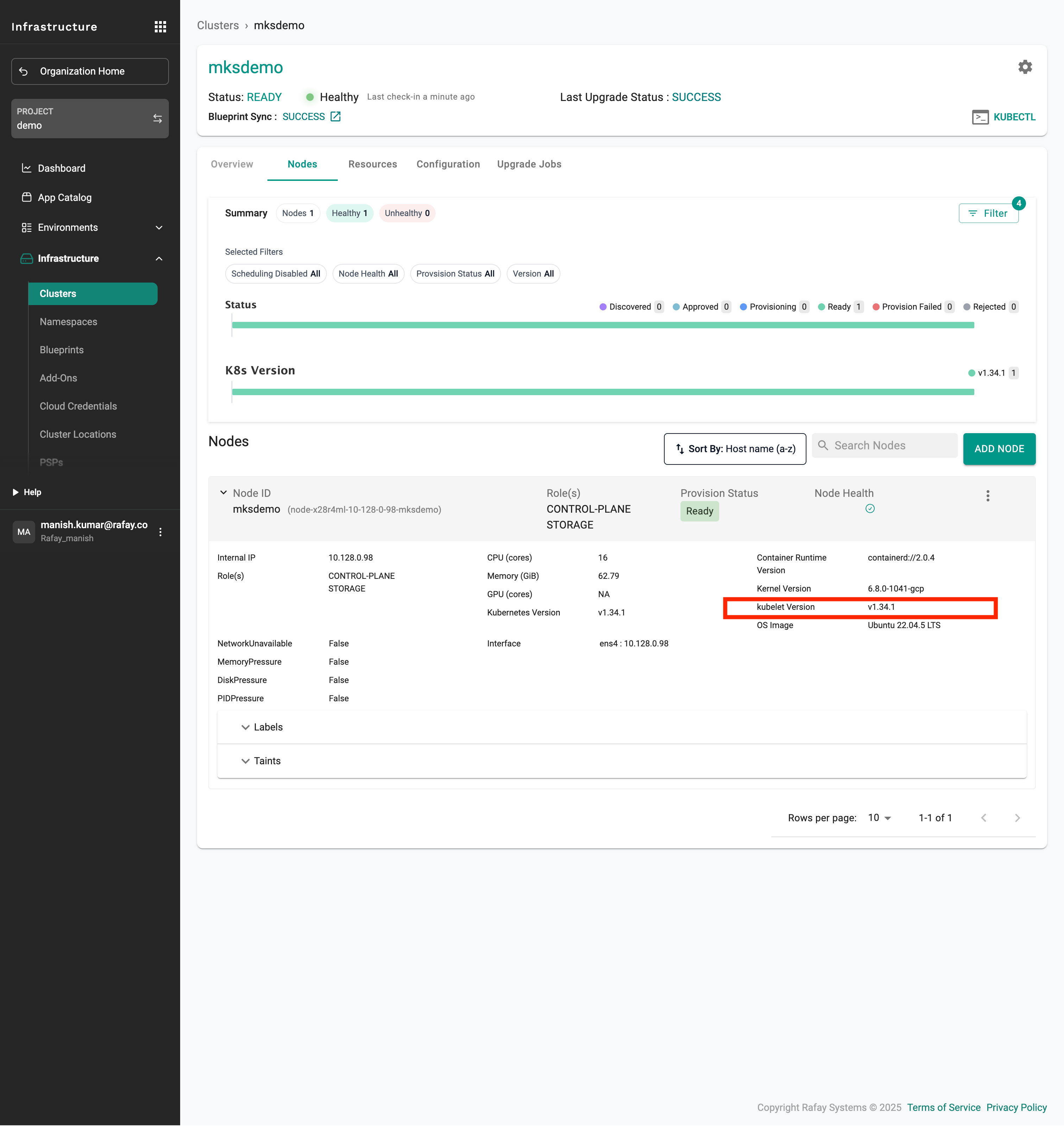 New Cluster Node based on K8S 1.34