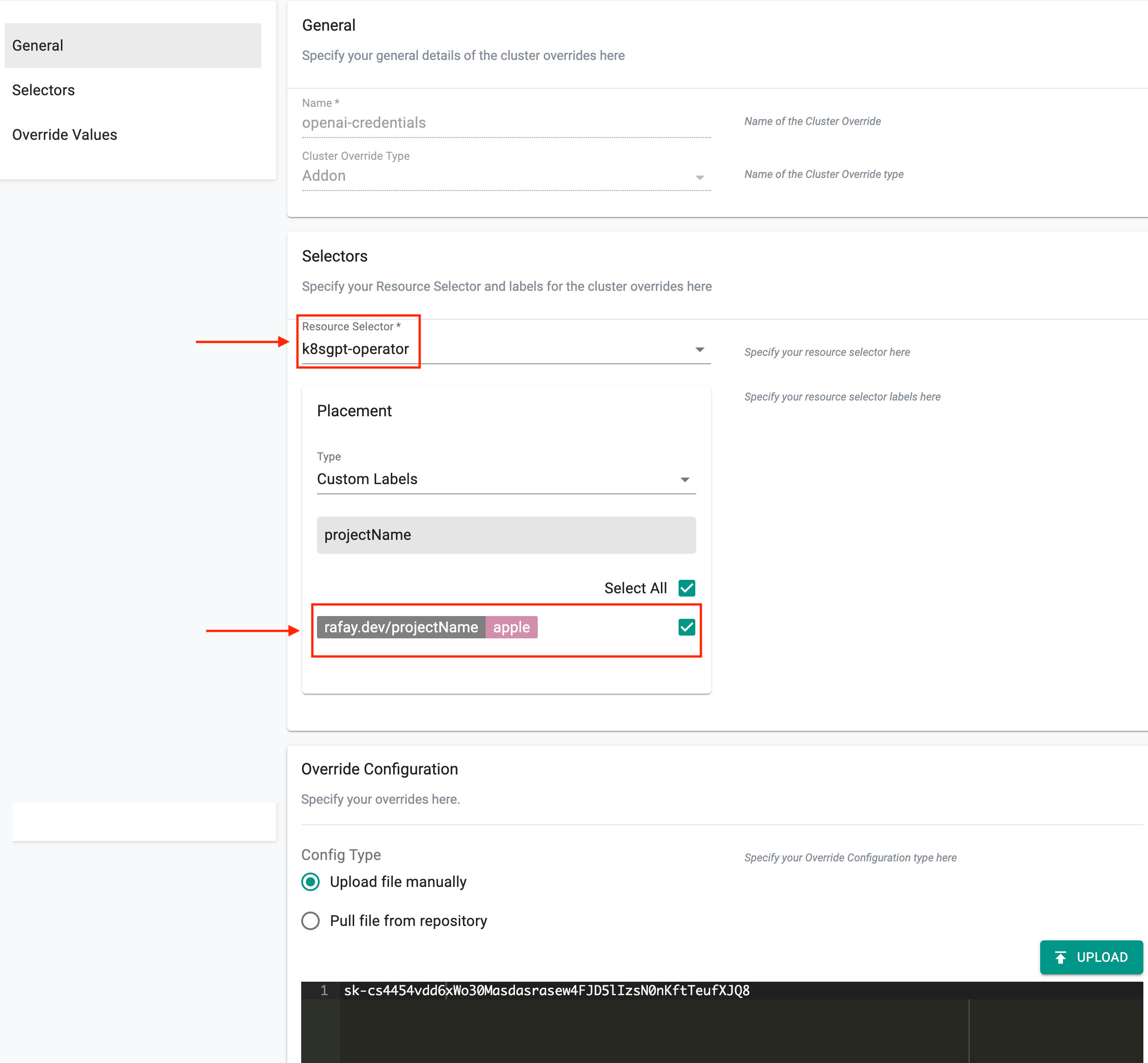 Cluster Override Mapping