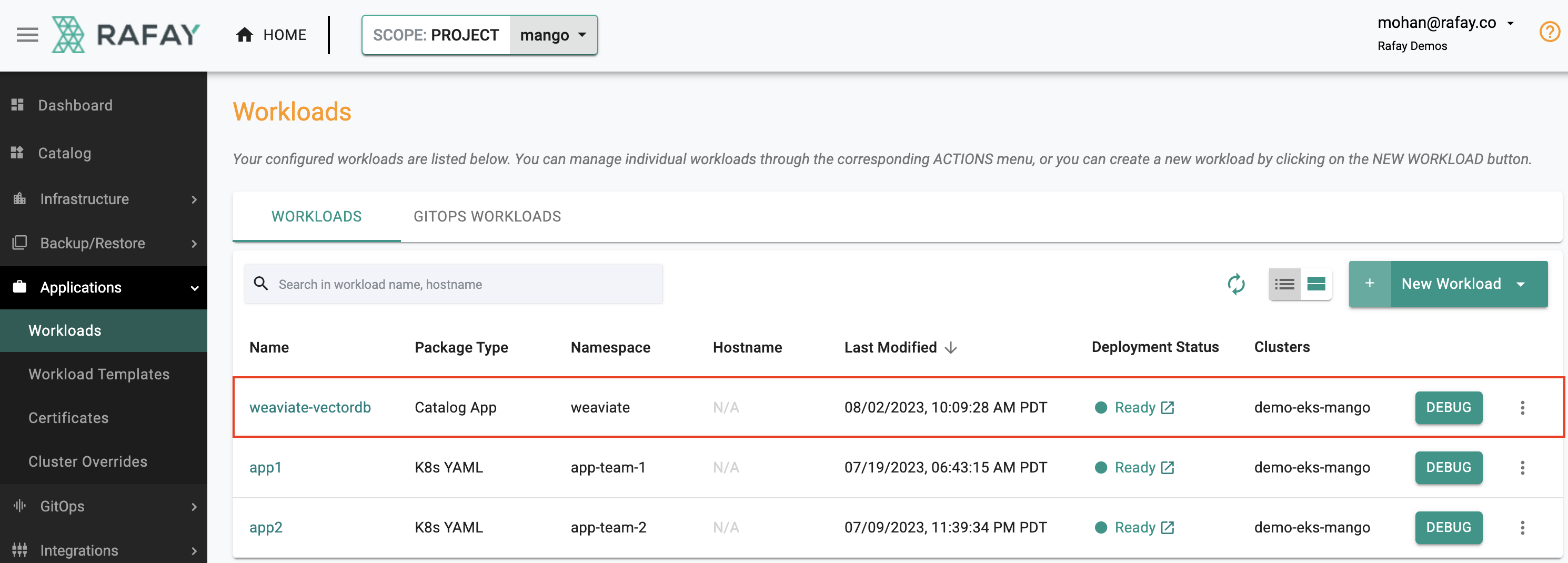 Weaviate Vector DB Workload