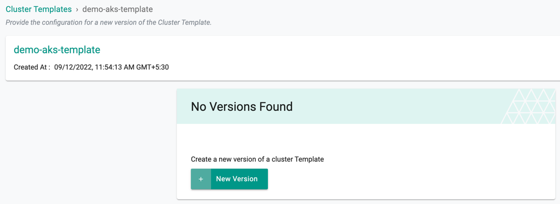 Cluster Template No Versions