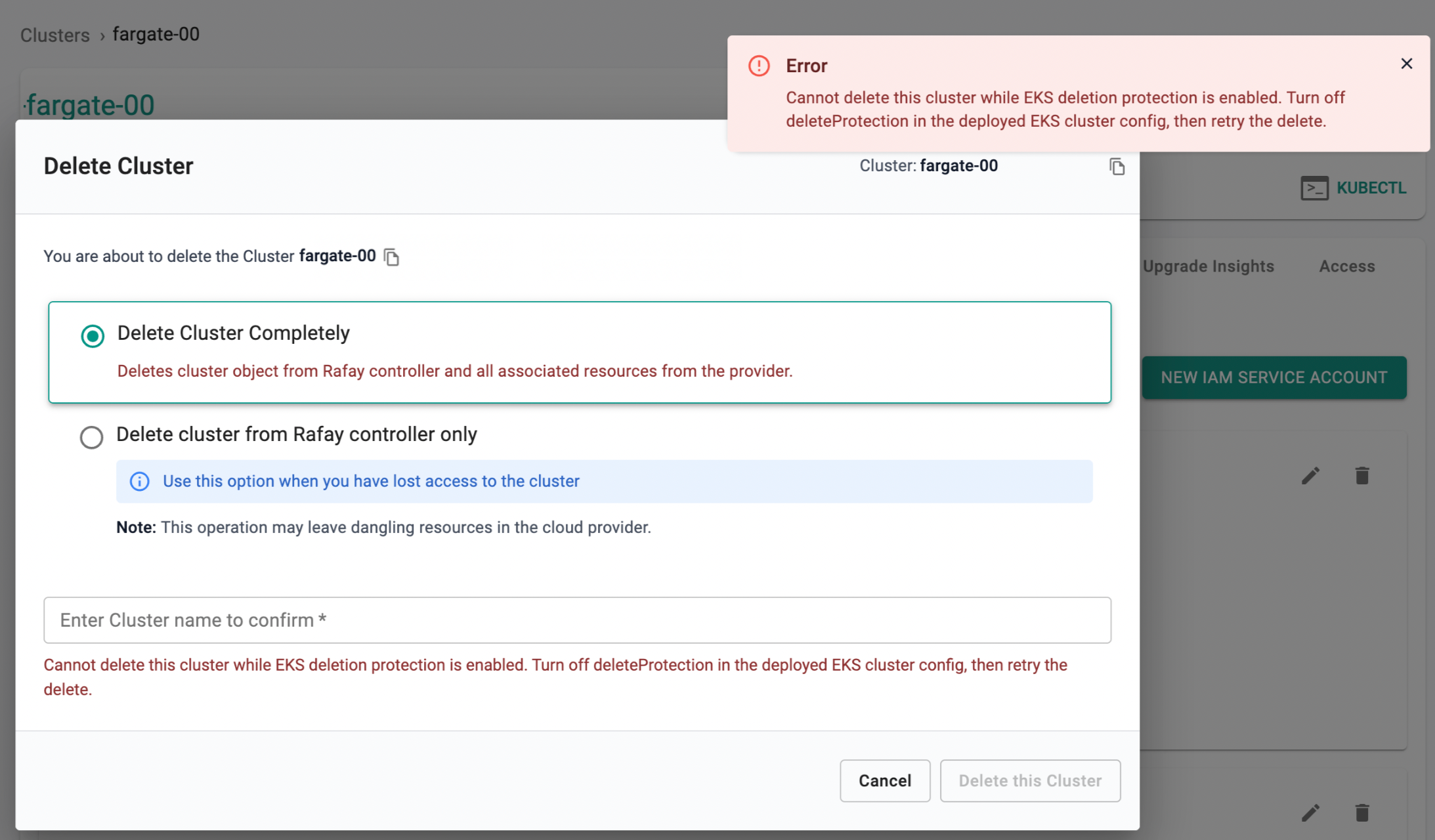 Delete Protection Error