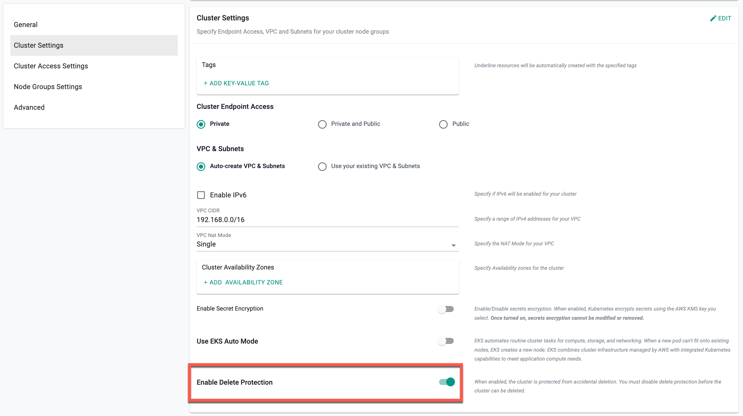 Enable Delete Protection