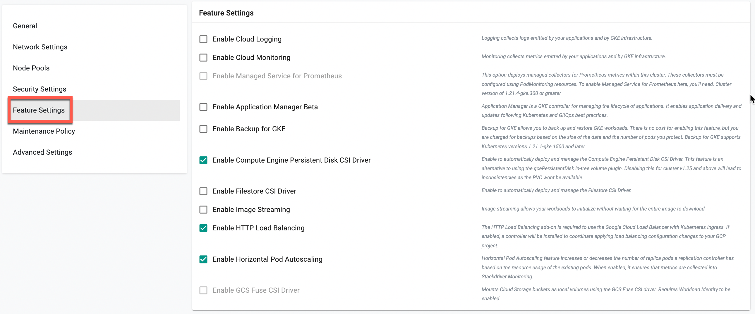 CNI Settings