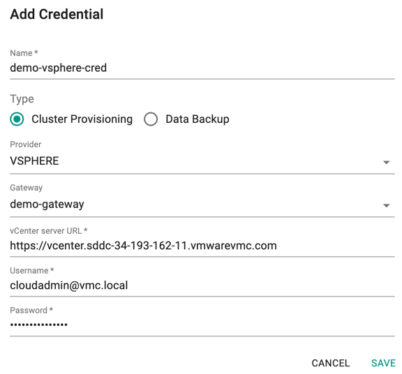 Create Cloud Credential