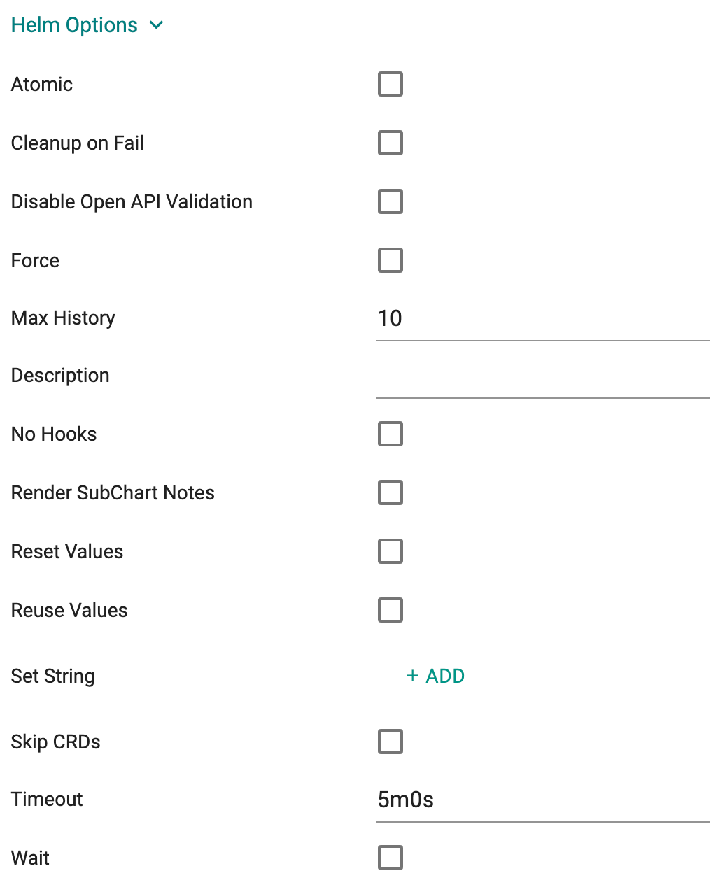 Helm Chart-Repository - Advanced Options