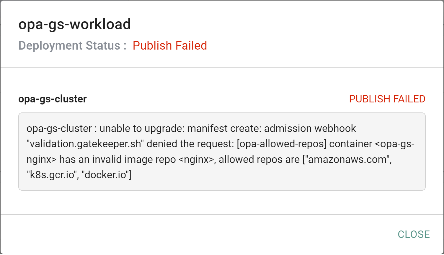 Failed Workload Details
