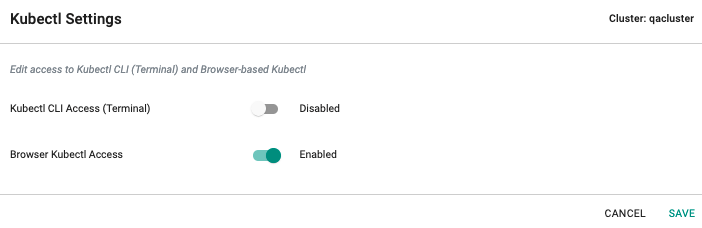KubeCTL settings enable