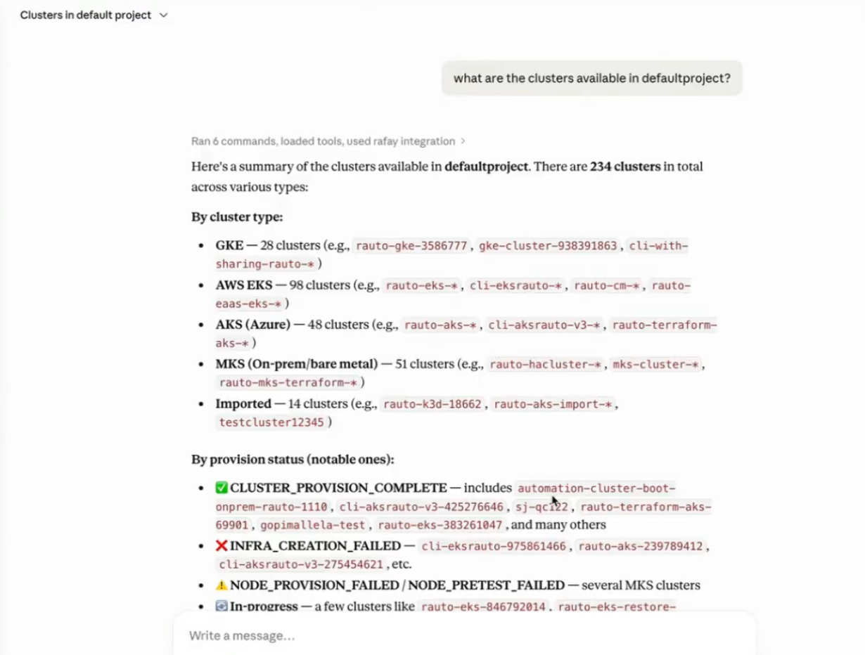 Example Query Clusters in defaultproject