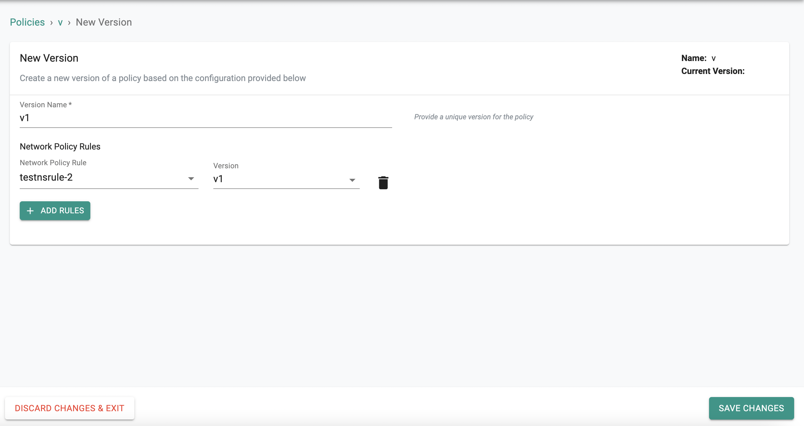 Create namespace policy