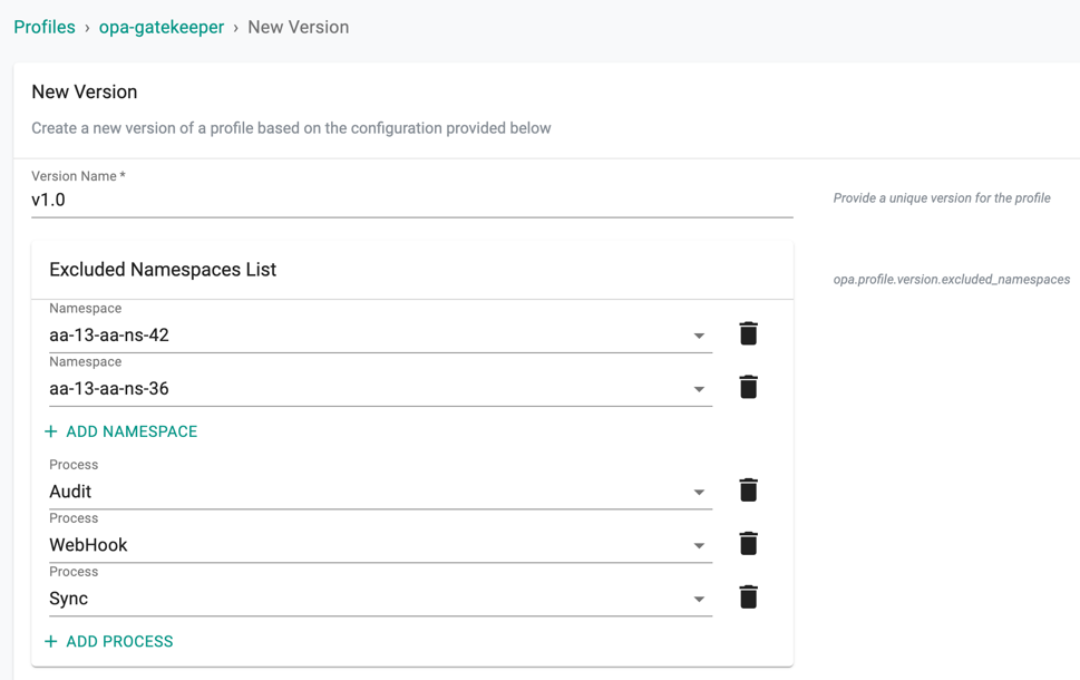 Exclude Namespace and Process