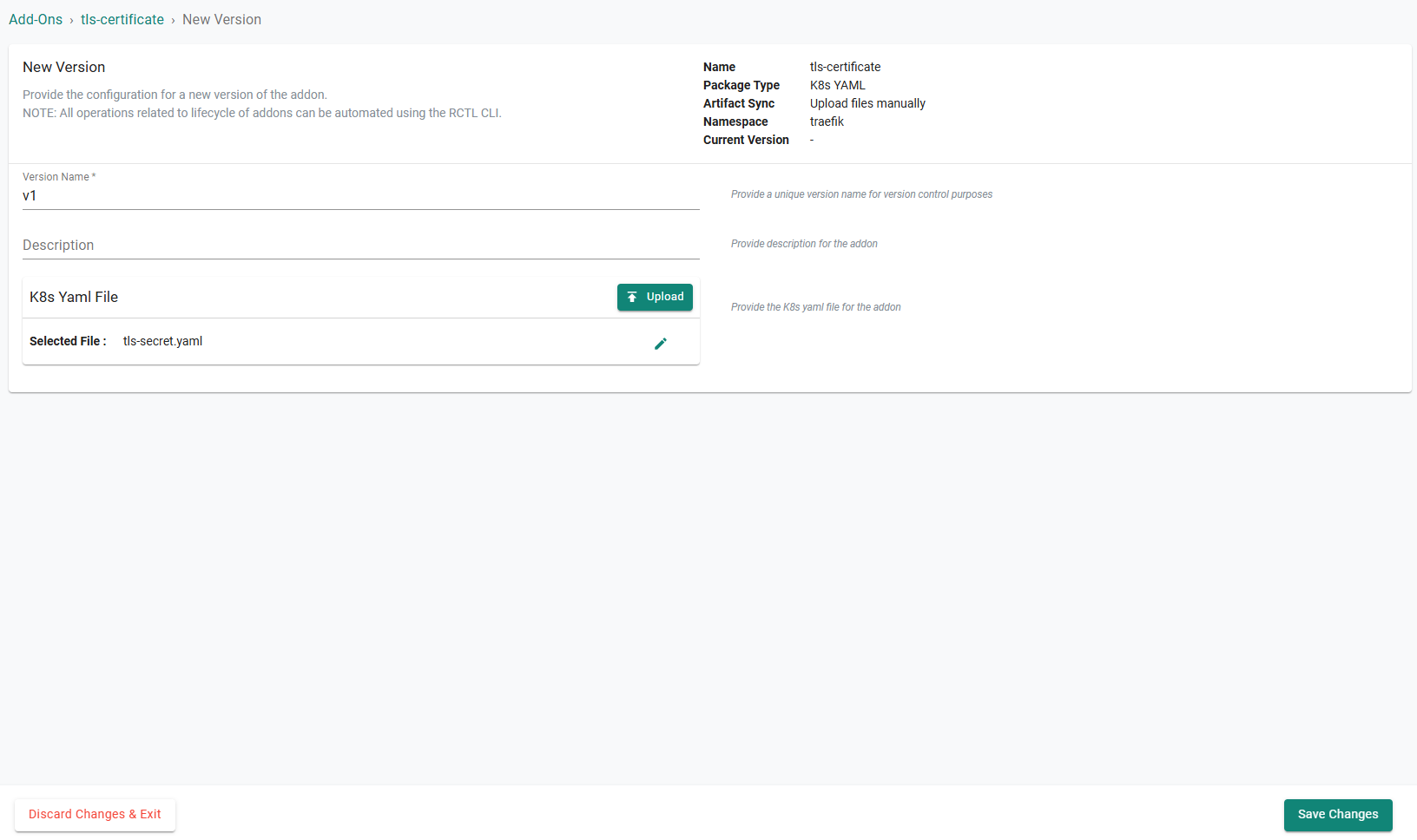 Create Secret Add-On