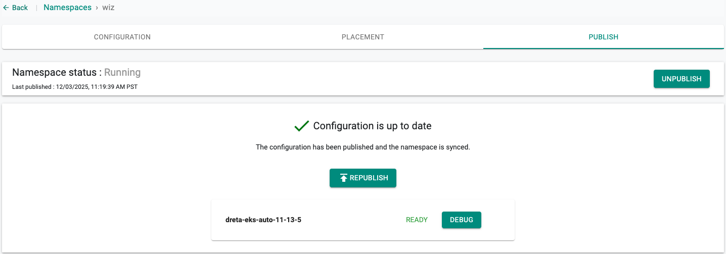 Publish Namespace
