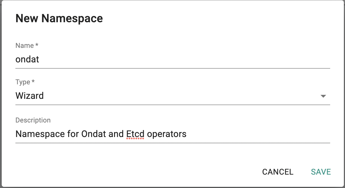 Creating a namespace