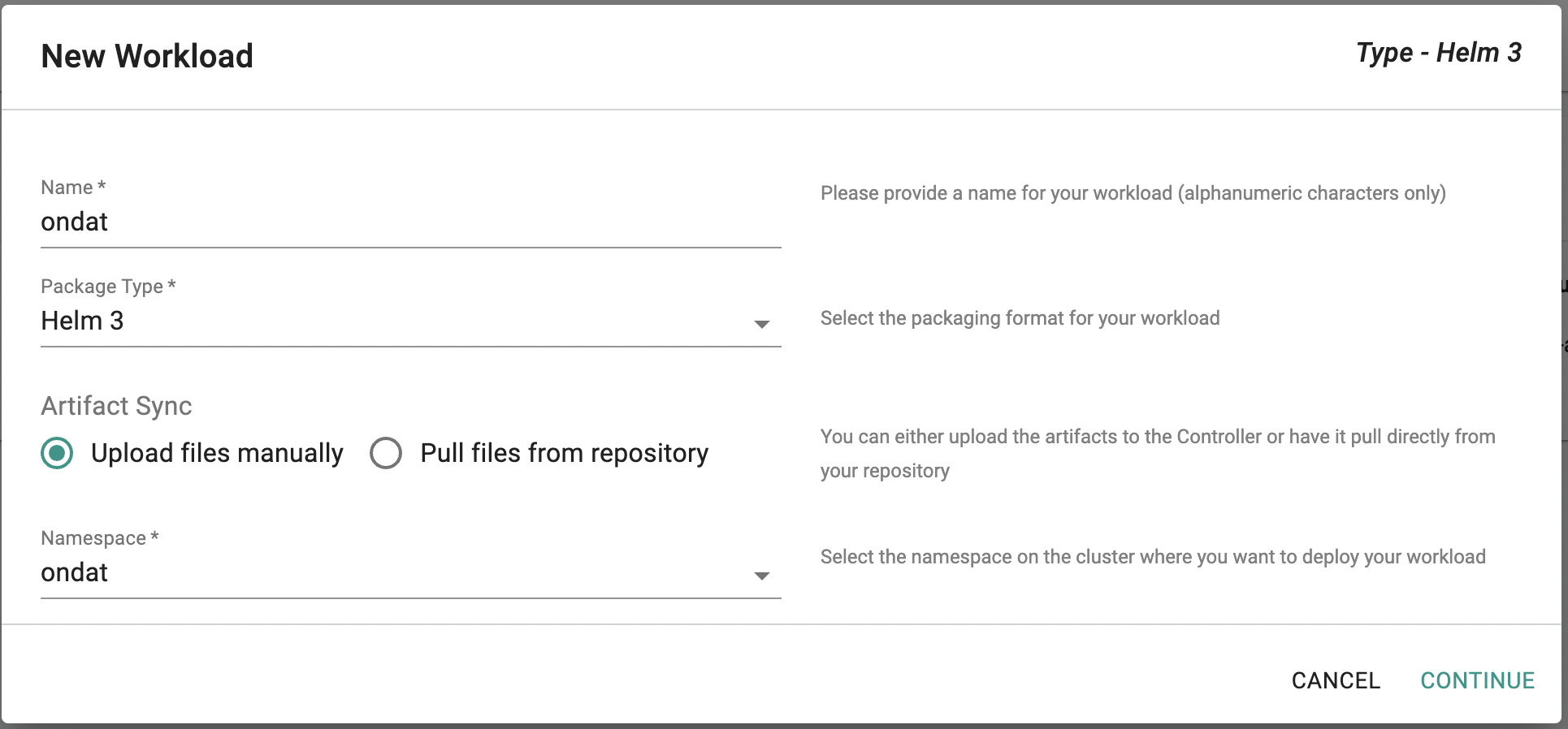 Creating a workload