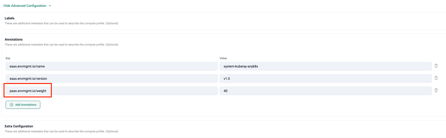 Weights for Profiles