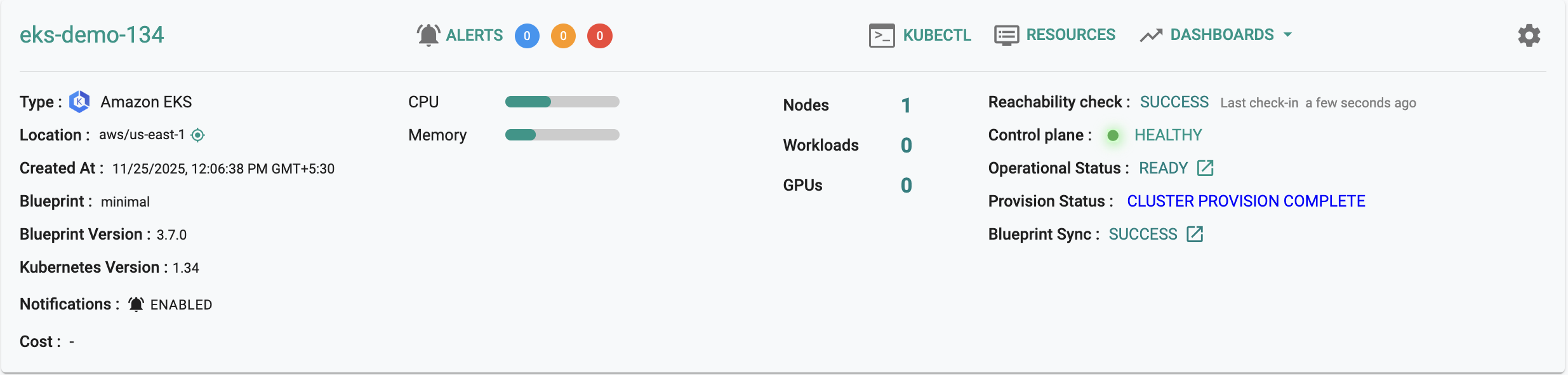 EKS 1.34 cluster