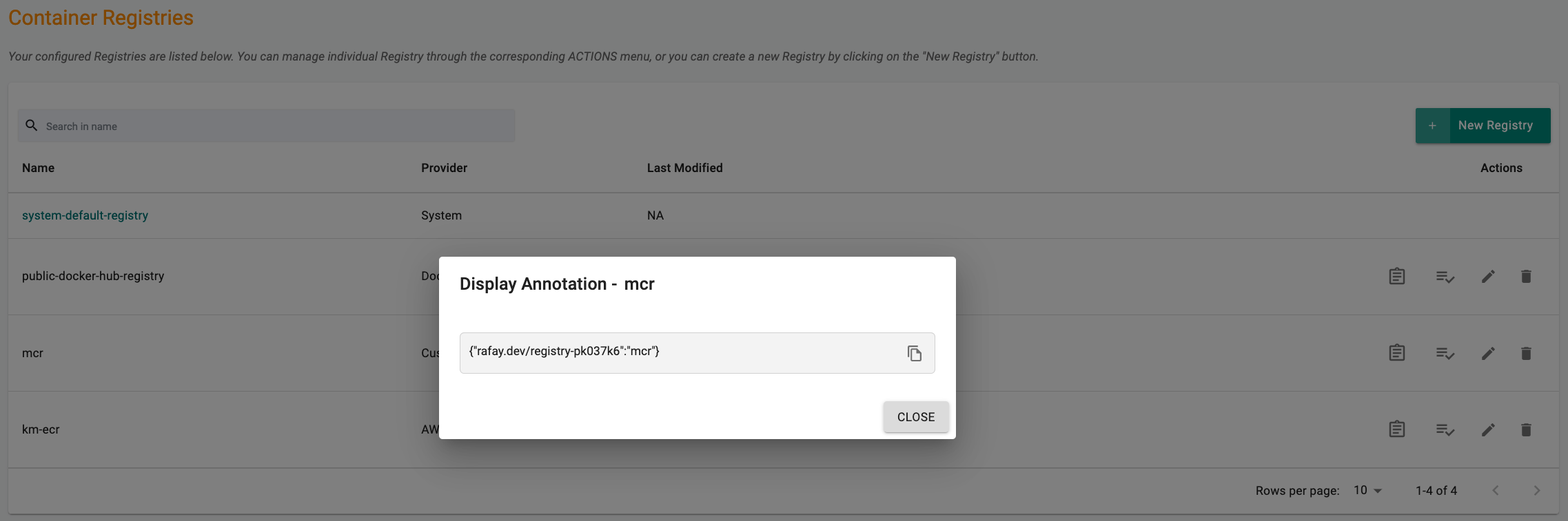 Annotations for Registry