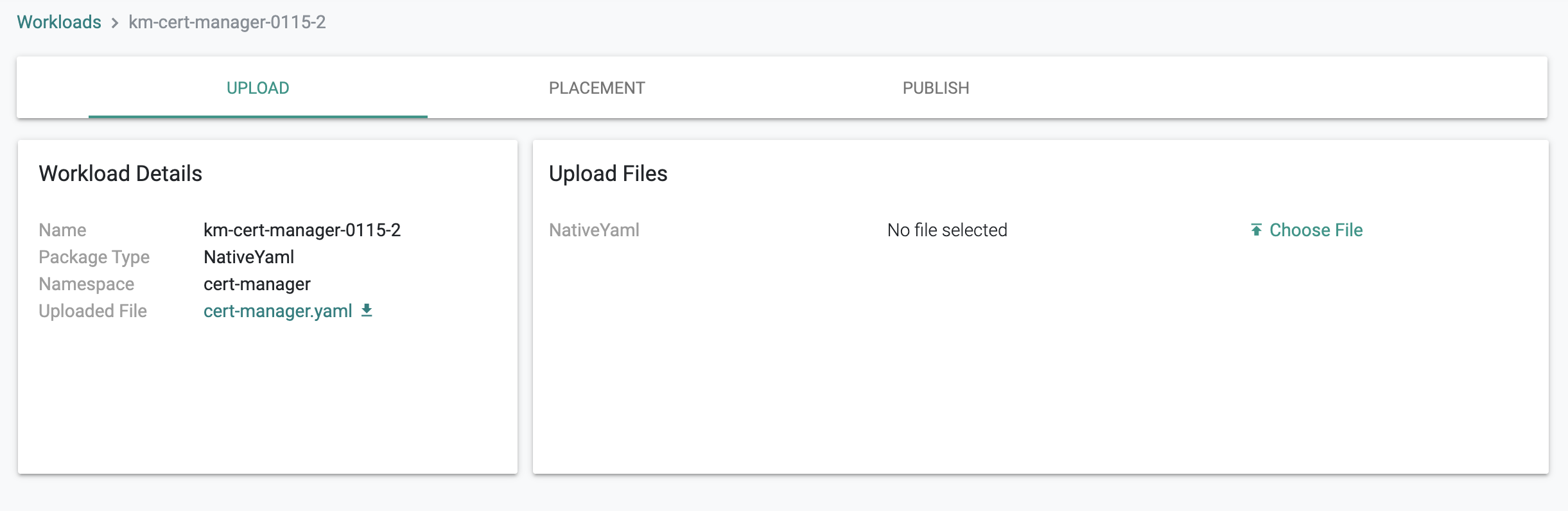 Configure YAML Workload